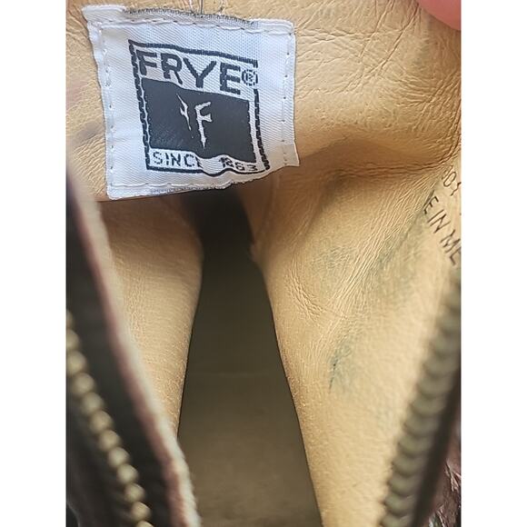 Frye Phillip Harness Short Brown Leather Motorcycle Rear Zip Boots Women's 5.5 B - Picture 7 of 14